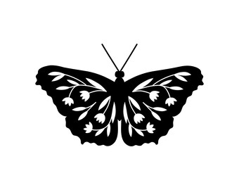Floral Butterfly SVG: Silhouette Clipart, Commercial Use (PNG, EPS)