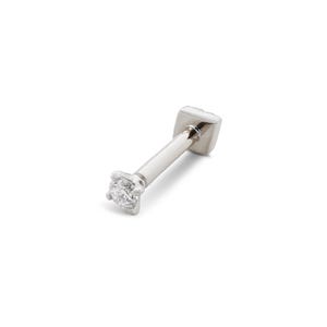 16 Gauge 14K Solid Gold Solitaire Diamond Stud Earring Flat Back Internally Threaded