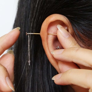 Easy To Use Titanium Piercing Jewelry Insertion Pin, Flat Back Earring Guide for 19G & 16G Internally Threaded and Threadless Backings