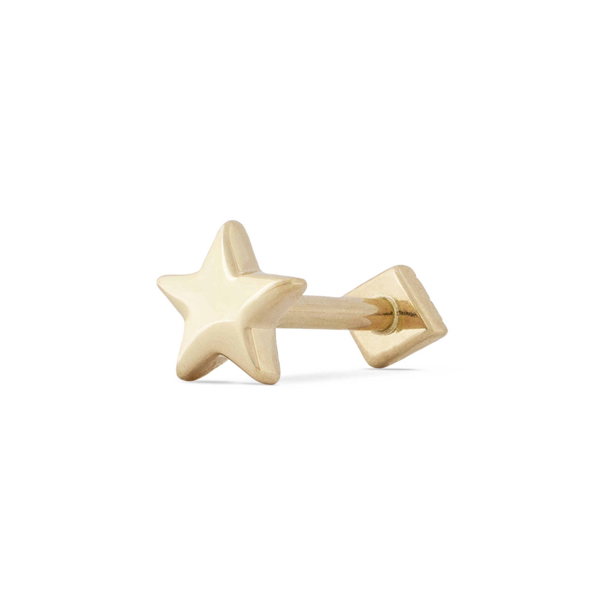 9k solid yellow gold North Star flat back labret stud earring 6mm – Laura  Bond