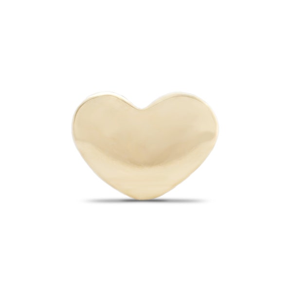 19 Gauge Solid Gold Rounded Heart Shaped Stud Earring, 14K Solid Gold Flat Back Stud, Real 14K Gold Nap Earring - 5mm 6.5mm 8mm
