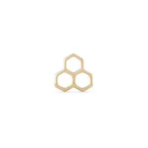 19 Gauge 14K Solid Gold Honeycomb Stud Earring Flat Back Internally Threaded Piercing