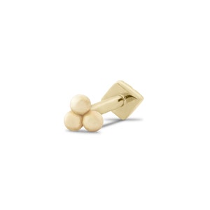 16 Gauge Trio Solid Gold Ball Stud Earring, 16G Gold Flat Back Earring, 14K Gold Nap Earring, Flat Earring Back Sleeper Stud - 5mm 6.5mm 8mm