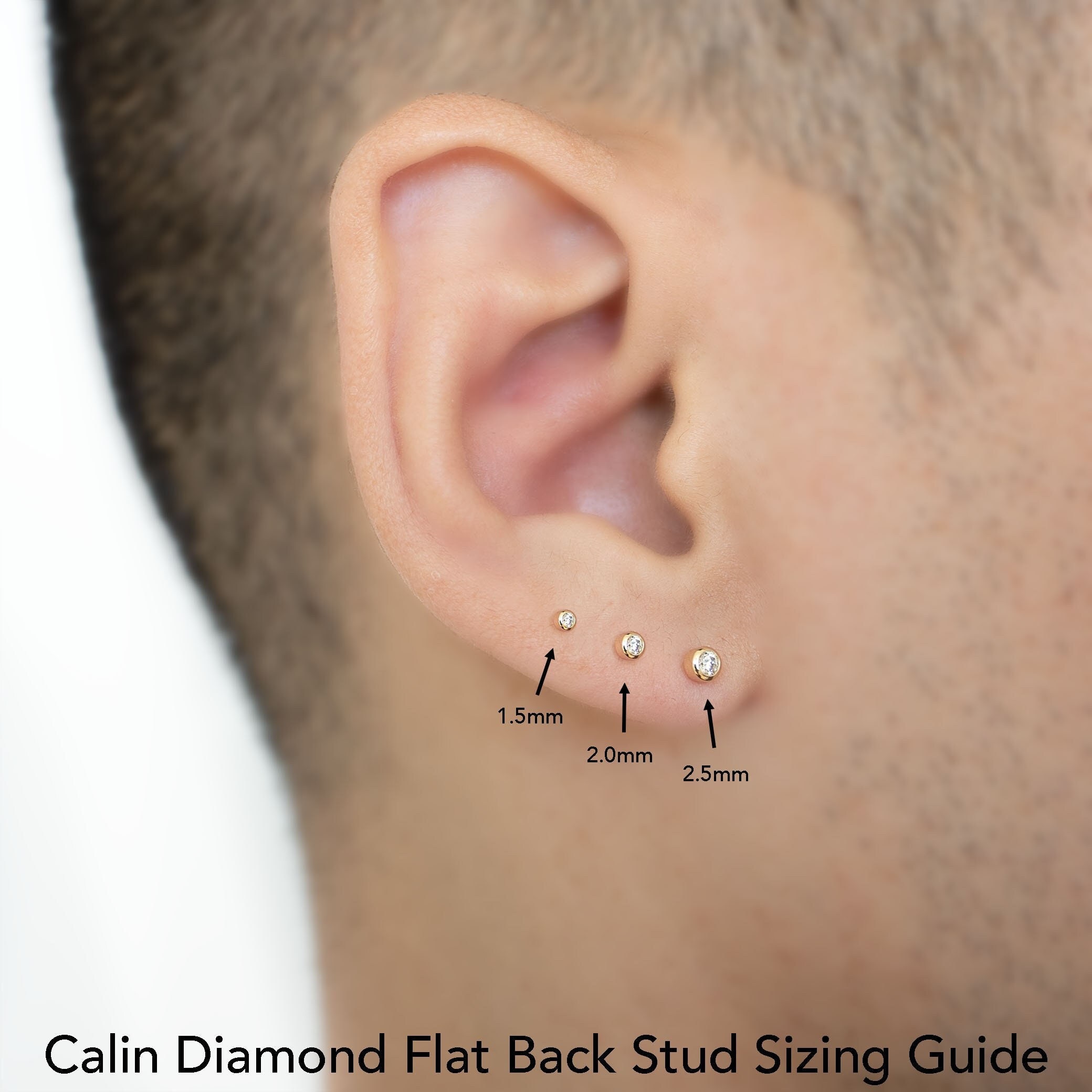 14 Karat Yellow Gold Diamond Pave Teardrop Threadless Flatback Earring