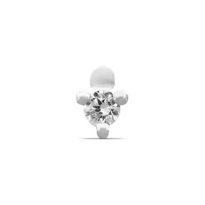 16 Gauge Solid Gold Round Disc & Solitaire Diamond Earring, Real Diamond Stud Earring, 14K Gold Flat Back Earring Stud - 5mm 6.5mm 8mm