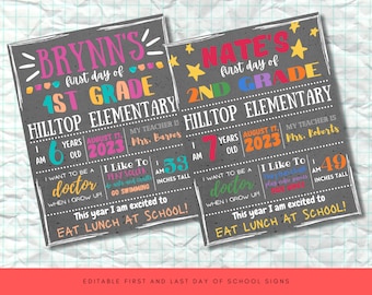 First Day of School Sign | First Day of School Printable | First Day of School Sign Template | Last Day of School Sign | Back to School