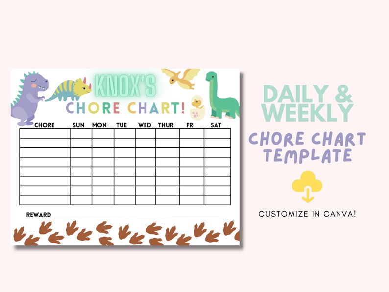 Chore Chart Chore Chart Kids Personalized Chore Chart Editable Chore ...