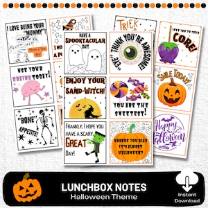 Lunch Box Notes | Lunch Box Notes for Kids | Printable Lunch Box Notes | Halloween Lunch Box Notes | Halloween Themed Lunchbox Notes |