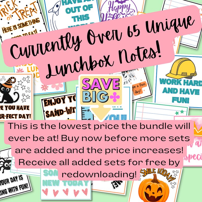 Printable Lunch Box Notes for Kids: Encouragement Cards (PDF Download ...