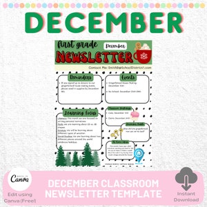 Newsletter Template | Editable Newsletter | Monthly Newsletter | December Newsletter | Classroom Newsletter | December