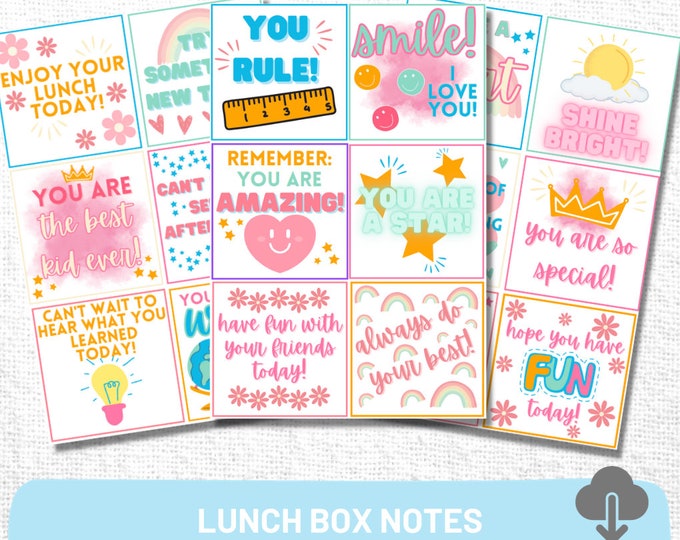 Printable Lunch Notes for Kids - Etsy Canada