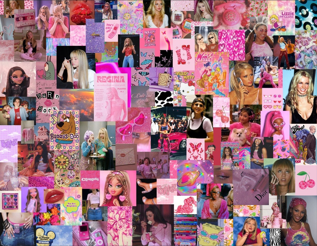 145 PCS 2000's Y2k Aesthetic Wall Collage Kit Boujee Pink 2000z Y2K