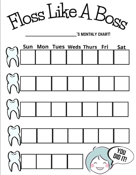 Flossing Schedule KIDS PDF PRINTABLE Etsy