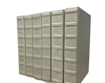 6 full leather books - ivory