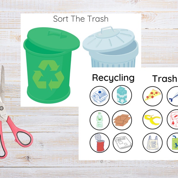 Trash/Recycle Sorting Activity | Busy Book | Printable Worksheet | Recycling | Garbage Sorting | Classroom Activity | Homeschool Activity