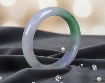 Certified Burmese Natural Jadeite Jade Bangle 61.6mm – Type A Purple & Apple Green Jade Bracelet