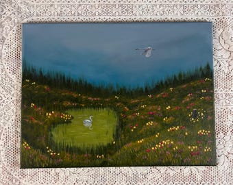 All At The Pond acrylic painting 18”x”24