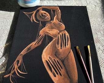 Bleach painted woman 16x20