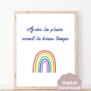 Après la pluie, vient le beau temps - French Nursery Decor - French Nursery Print - Inspirational Nursery Decor - Instant download