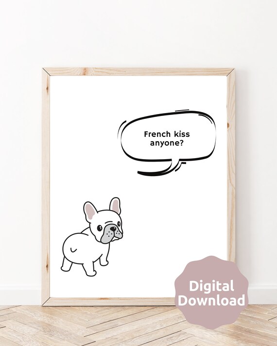 French Kiss French Bulldog Art Digital Print French Bulldog Print French Bulldog Gifts Dog Art Frenchie French Lover Gifts Etsy