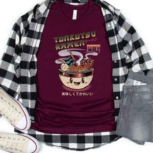Tonkotsu Ramen UNISEX T-Shirt, Japanese Aesthetic Shirt Gift Him Her, Mens Womens Japanese Ramen Noodle Graphic Tee, Women Kawaii Ramen Tees