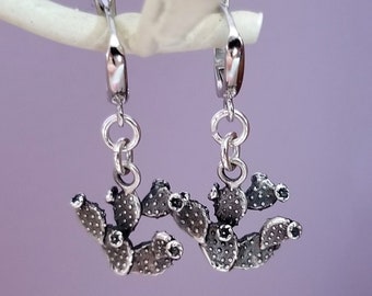 All Sterling Prickly Pear Cactus Earrings - Adorable!