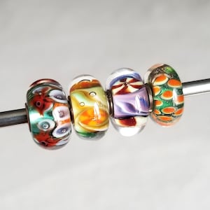 Choice of ONE Authentic Trollbeads rare &quot;Small and Beautiful&quot; glass charms, Small core glass bracelet beads, Beach aquatic Sterling Core