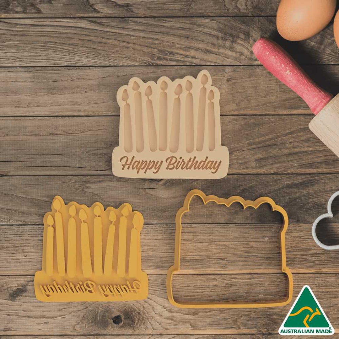 Happy Birthday Candles Cookie Cutter and Fondant Embosser Etsy