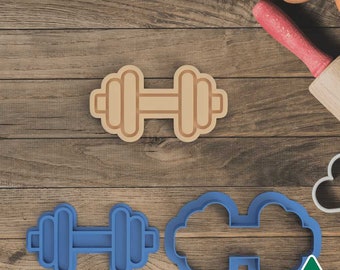 Dumbbell Cookie Cutter and Embosser Stamp