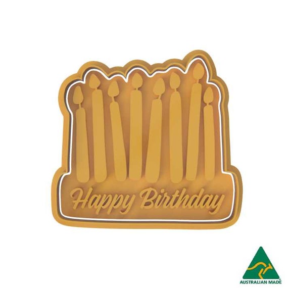 Happy Birthday Candles Cookie Cutter and Fondant Embosser Etsy