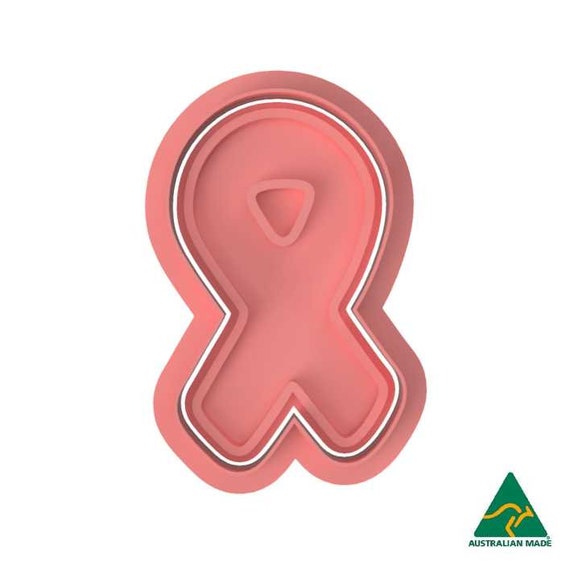 Pink Cancer Ribbon Cookie Cutter and Embosser Stamp Etsy