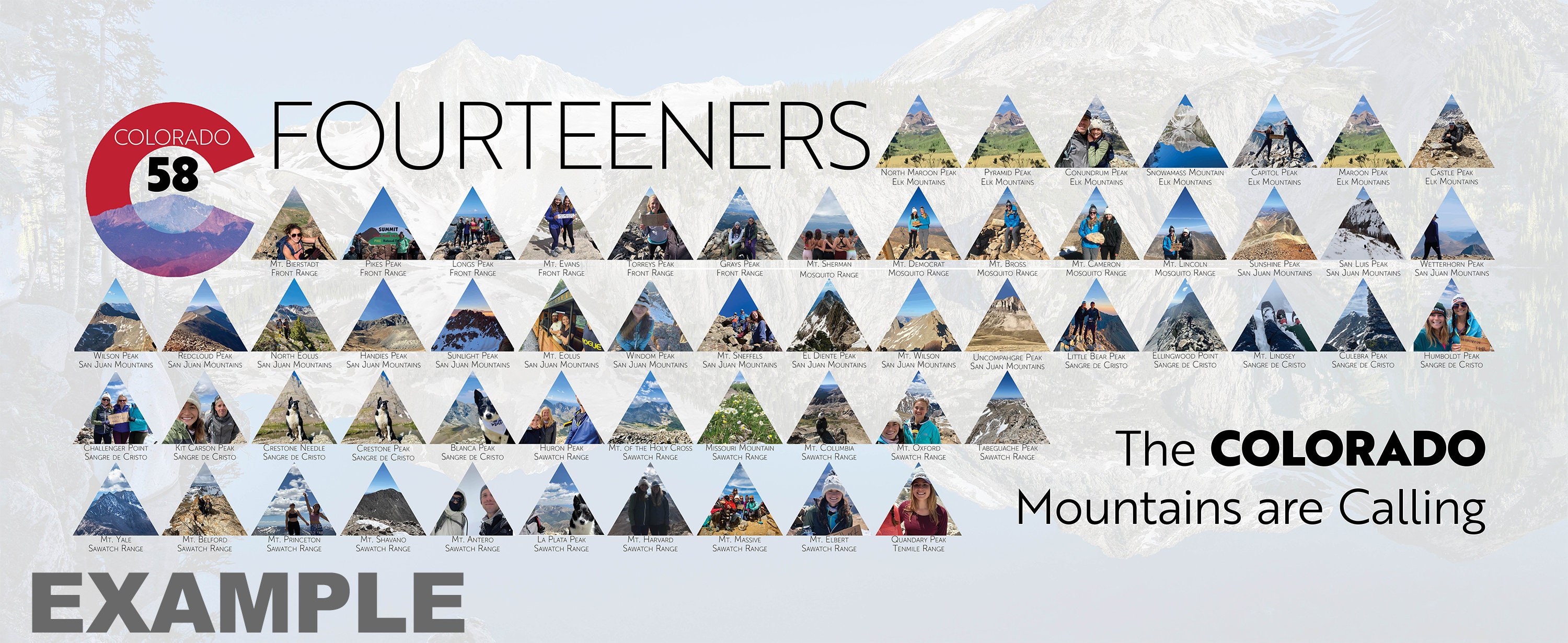 Canva Personalize Colorado Fourteeners Download 14ers 14er Digital Wall