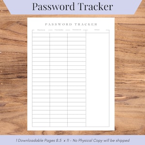 Password Tracker, Password Book, Password Keeper, Password Log, Password Notebook, Printable Password Organizer, Username & Password PDF