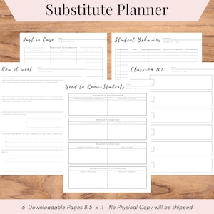 Substitute Teacher Report, Substitute Binder, Substitute Teacher Lesson Plan, Substitute Notes, Substitute Teacher Notes, Teacher forms -PDF