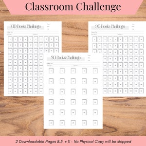 Classroom Challenge, 30-Day, 90-Day, & 100-day Classroom Challenge, Printable Tracker, Minimalistic Tracker, Goal List, Classroom log, PDF