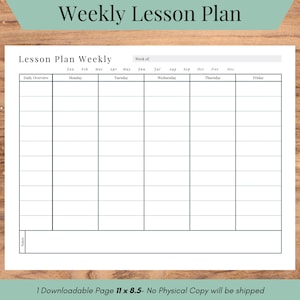 Weekly Lesson Planner Printable Template, Open Schedule Planner, Weekly Planner, Teacher Tools PDF, Lesson Planner, Schedule for Classroom