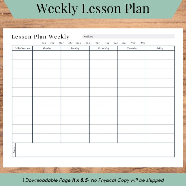 Weekly Lesson Planner Printable Template, Open Schedule Planner, Weekly Planner, Teacher Tools PDF, Lesson Planner, Schedule for Classroom