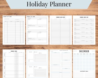 Feiertagsplaner, Weihnachtsplaner, Familienessen-Organizer, Thanksgiving-Menüplaner, Urlaubsplaner, Urlaubsplaner, Geschenk PDF