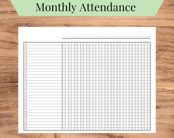Attendance Sheet by Month - 28, 29, 30, 31 day sheets, Attendance Log, Printable Homeschool tools, Classroom organization, Homeschool Mom