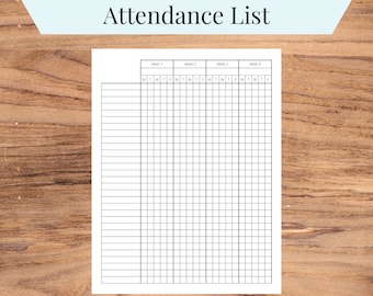 Foglio presenze, foglio presenze mensile, registro presenze, strumenti homeschool stampabili, organizzazione della classe, Homeschool Mom