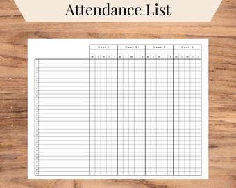 Attendance Sheet, Monthly Attendance Sheet, Attendance Log, Printable Homeschool tools, Classroom organization, Homeschool Mom, Classroom