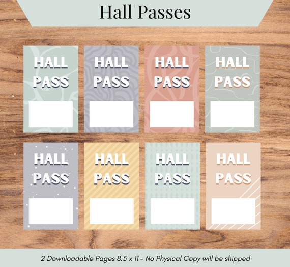 Hall Pass, Classroom Hall Pass, Gift For Elementary School, Classroom Tools, School Pass, Classroom Pass Templates, Digital Download PDF