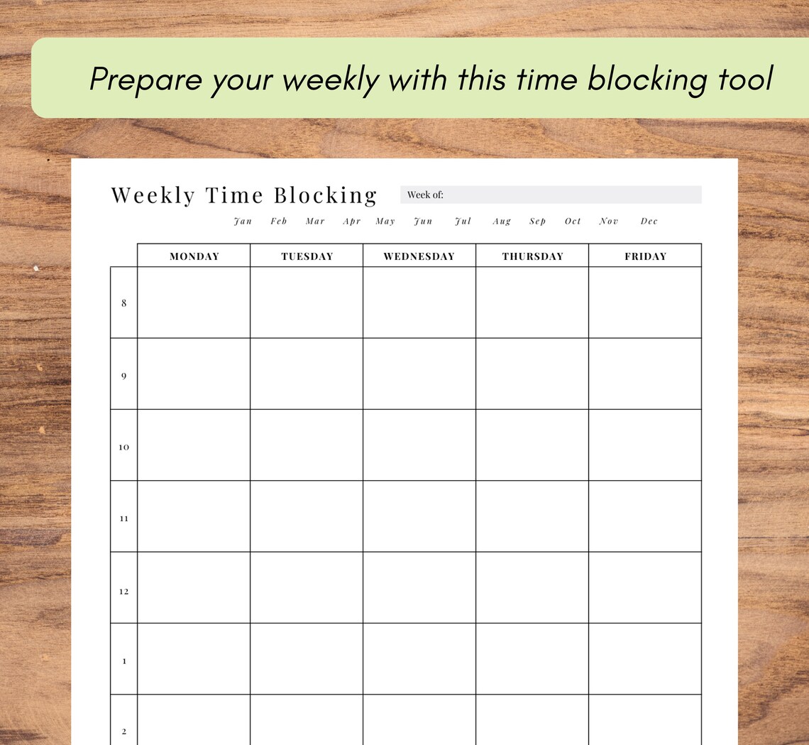 Weekly Time Blocking Worksheet Printable Classroom Time - Etsy