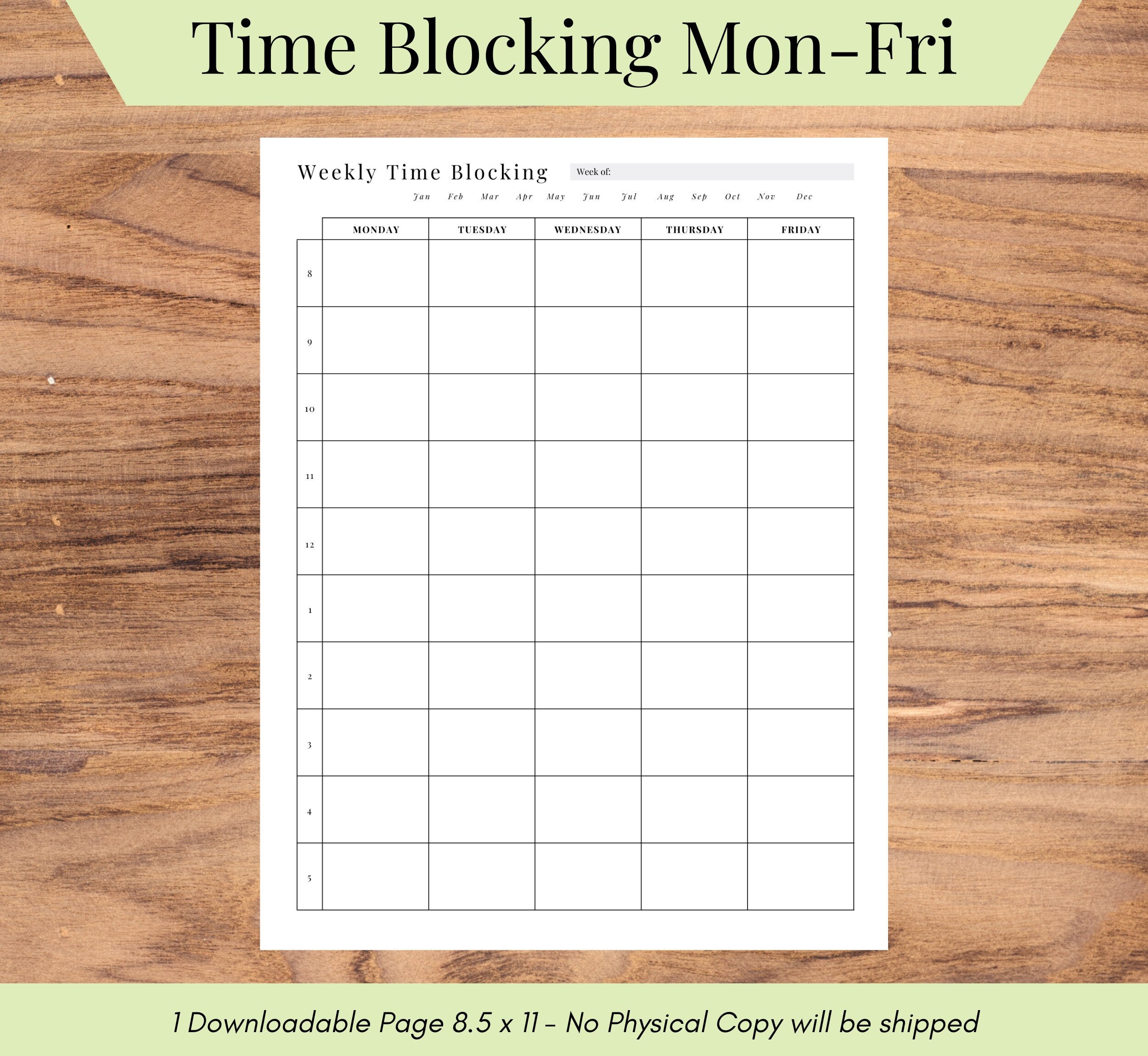 Weekly Time Blocking Worksheet Printable Classroom Time - Etsy