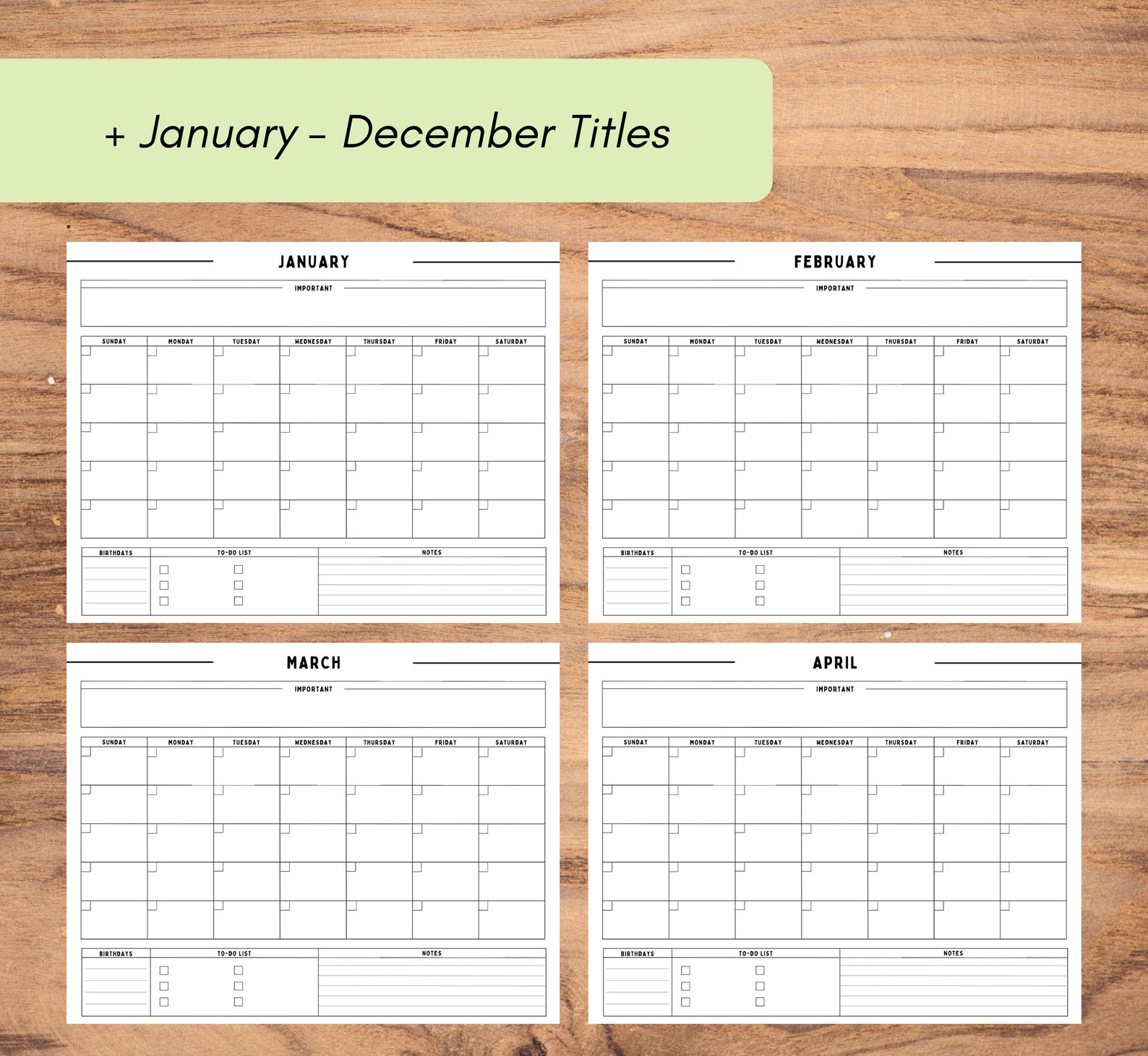 7-day Monthly Planner Printable Month Calendar Yearly - Etsy