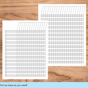 Puede incluir: Dos hojas de cuadr&iacute;cula imprimibles con filas numeradas. Las hojas est&aacute;n dise&ntilde;adas para usar como listas de verificaci&oacute;n, rastreadores o para organizar informaci&oacute;n.