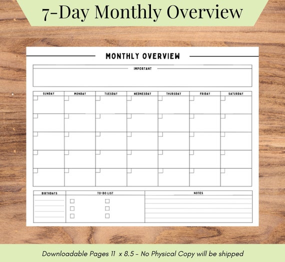 Month At A Glance Blank Calendar Template Example Calendar Printable