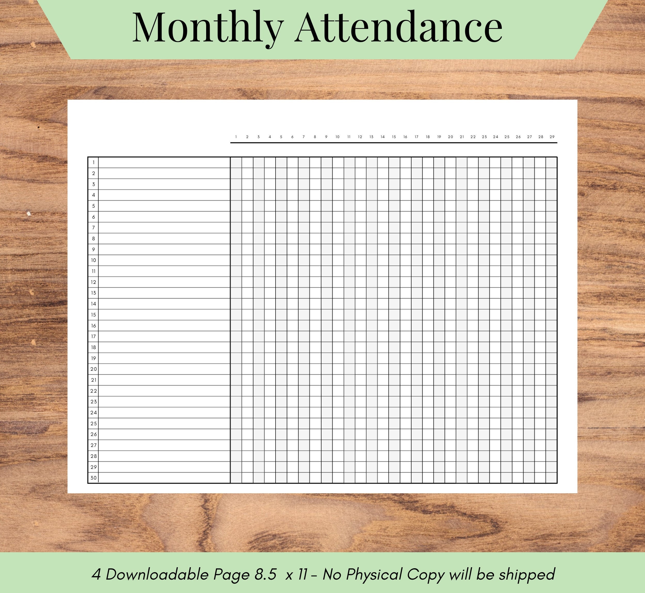 Attendance Sheet by Month - 28, 29, 30, 31 Day Sheets, Attendance Log ...