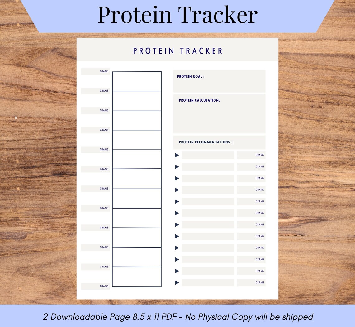 Protein Tracker Health and Nutrition Etsy