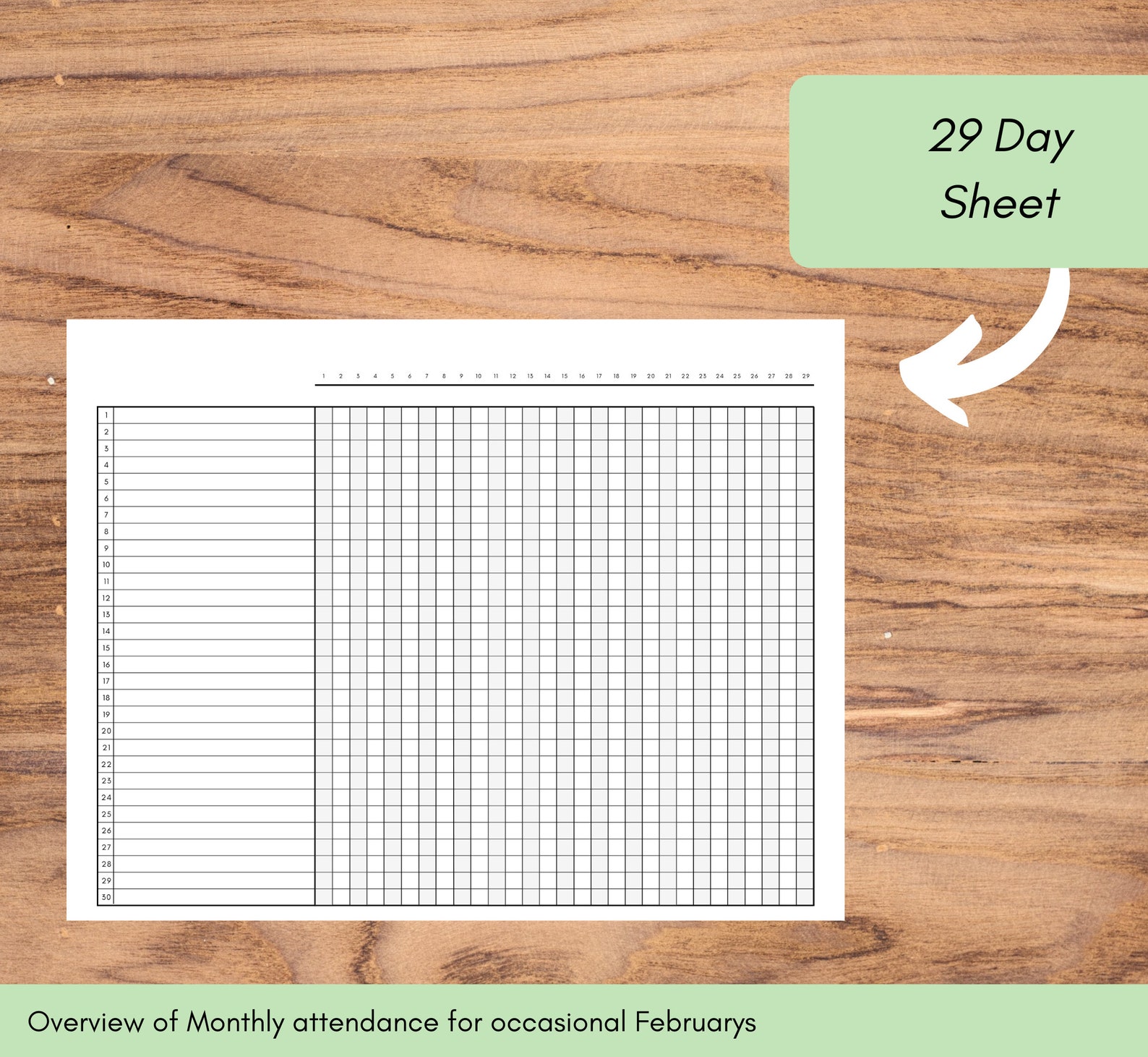 Attendance Sheet by Month - 28, 29, 30, 31 Day Sheets, Attendance Log ...
